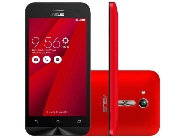 Smartphone Asus ZenFone Go 8GB Vermelho Dual Chip - 3G Câm. 5MP Tela 4.5” Proc. Quad Core