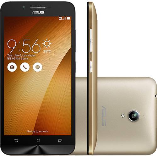 Smartphone ASUS Zenfone Go Dual Chip Desbloqueado Android 5.0 Tela 5" 16GB 3G 8MP - Dourado