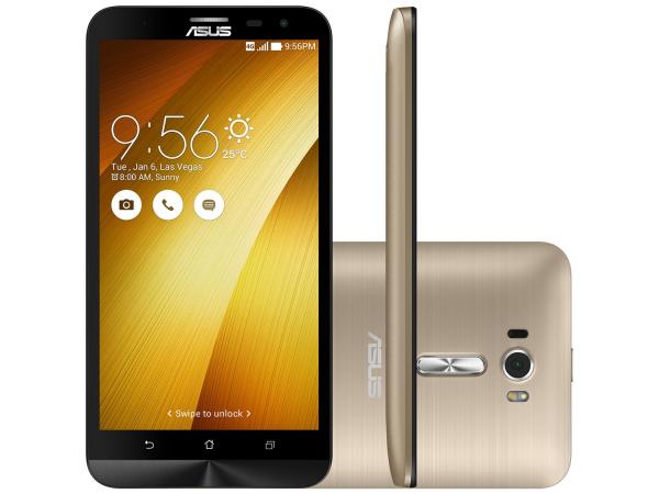 Smartphone Asus ZenFone 2 Laser 16GB Dourado - Dual Chip 4G Câmera 13MP Tela 6” Proc. Octa Core