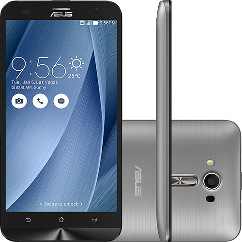 Smartphone Asus Zenfone 2 Laser Dual Chip Android 6 Tela 6" Qualcomm Snapdragon MSM8939 32GB Câmera 13MP - Prata
