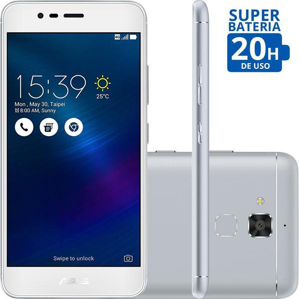 Smartphone Asus Zenfone 3 Max Dual Chip Android 6 Tela 5.2'' 16GB 4G Câmera 13MP - Prata