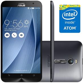 Smartphone Asus Zenfone 2 Prata, Dual Chip, Tela 5.5", 4G, Android 5.0, Camêra 13MP, 16Gb e Processador Quad-Core 1.8 GHz