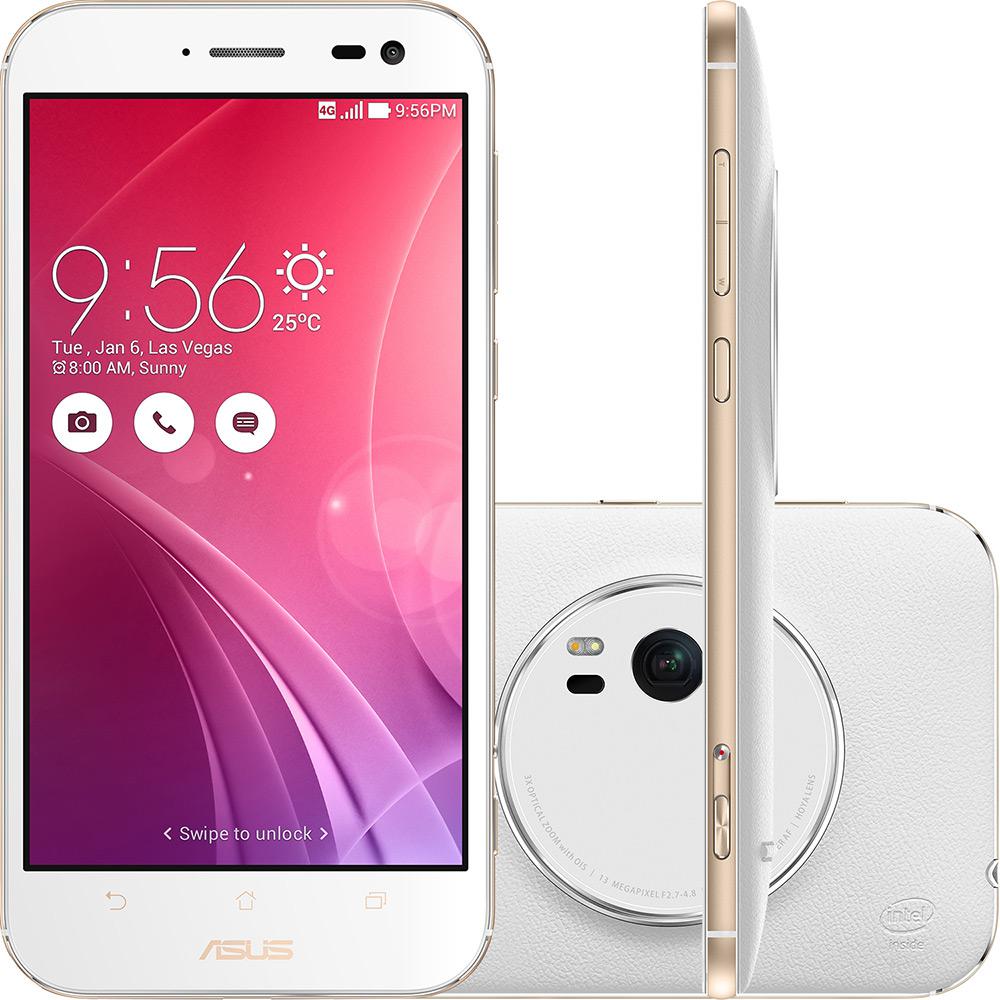Smartphone Asus Zenfone Zoom Single Chip Android 5.0 Tela 5.5" Intel Atom Quad Core Z3560 32GB 4G Câmera 13MP - Branco