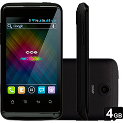 Smartphone CCE SK351 Dual Chip Preto Android 4.0 Câmera de 2MP 3G e Wi-Fi 250MB Cartão de Memória 4GB