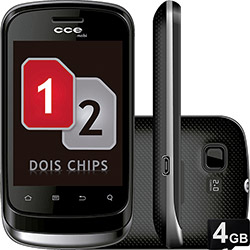 Smartphone Dual Chip CCE SM55 Preto - Android, Câmera 2MP, Wi-Fi, GPS e Cartão de 4GB