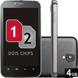 Smartphone Dual Chip CCE SM70, Preto 3G Android 4.0 - Câmera 5MP, Wi-Fi, GPS, Memória Interna 4GB e Cartão de 4GB