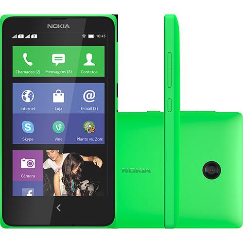 Smartphone Dual Chip Nokia X Desbloqueado Verde Nokia Platform 1.1 Conexão 3G Memória Interna 4GB
