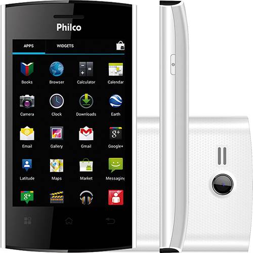 Smartphone Dual Chip Philco Phone 350 Dual Desbloqueado, Branco Android 4.0, 3G,Wi-Fi,Câmera 3 MP,Memória Interna 512MB, GPS
