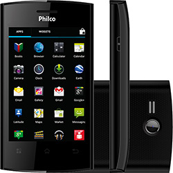 Smartphone Dual Chip Philco Phone 350 Dual Desbloqueado, Preto Android 4.0, 3G,Wi-Fi,Câmera 3 MP,Memória Interna 512MB, GPS