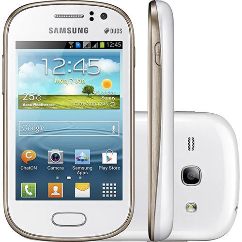 Smartphone Dual Chip Samsung Galaxy Fame Duos Desbloqueado Branco - Android 4.1 3G Wi-Fi Câmera de 5 MP Memória Interna 4 GB GPS