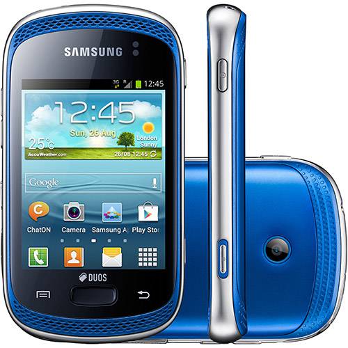 Tudo sobre 'Smartphone Dual Chip Samsung Galaxy Music Duos Azul Android 4.0 Desbloqueado - Câmera 3.2MP Wi-Fi GPS e Memória Interna 4GB'