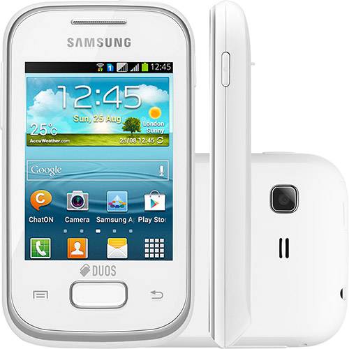 Tudo sobre 'Smartphone Dual Chip Samsung Galaxy Pocket Plus Duos Branco Android - Câmera 2MP Wi Fi GPS'
