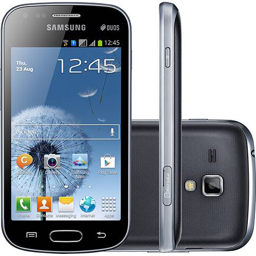 Smartphone Dual Chip Samsung Galaxy S Duos Desbloqueado Preto Android 4.0 Câmera 5MP 3G Wi-Fi Memória Interna de 3GB