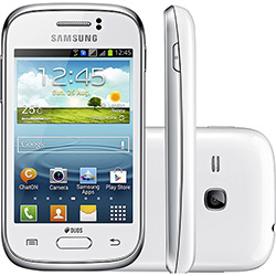 Smartphone Dual Chip Samsung Galaxy Young Duos Branco com TV Desbloqueado Android 4.1 Tela 3.2" Câmera 3MP 3G Wi-Fi GPS