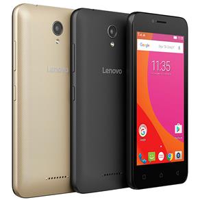 Smartphone Lenovo Vibe B Preto com 8GB, Tela 4.5", Câmera 5MP, 4G, Dual Chip, Android 6.0, Processador Quad-Core + Capa Extra Dourada