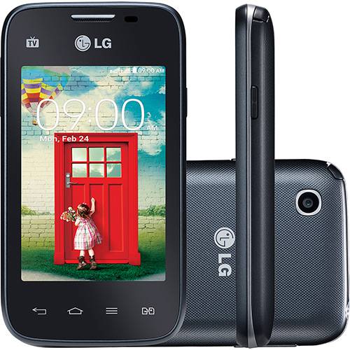 Smartphone LG D157 TV L35 Dual Chip Desbloqueado Android 4.4 Tela 3.2" 4GB 3G Wi-Fi Câmera 3MP TV Digital - Preto