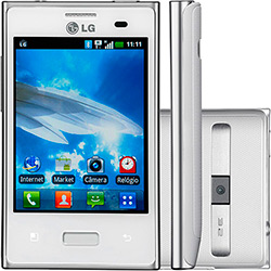 Smartphone LG E400f Optimus L3 Desbloqueado Vivo Branco Android 2.3 Câmera 3.2MP 3G Wi-Fi Memória Interna de 2GB GPS