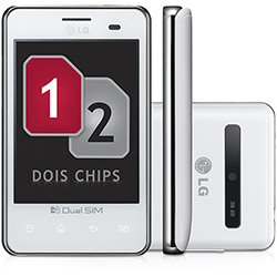 Smartphone Dual Chip LG E405f Optimus L3 Desbloqueado Oi Branco Android 2.3 Câmera 3.2MP 3G Wi-Fi Memória Interna de 2 GB