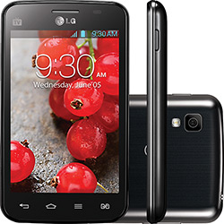 Smartphone LG E465 L4 Desbloqueado Preto Android Jellyban 4.1 Conexão 3G Dual Band Câmera 3MP Memória Interna 4GB GPS TV Digital