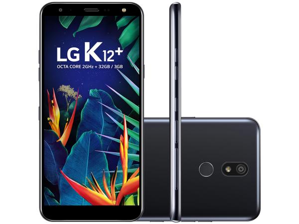 Smartphone LG K12+ 32GB Preto 4G 3GB RAM - 5,7” Câm. 16MP Selfie 8MP Inteligência Artificial
