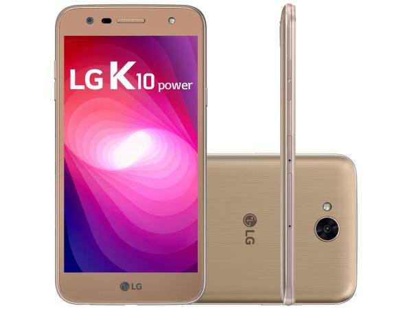 Smartphone LG K10 Power 32GB Dourado Dual Chip 4G - Câm. 13MP + Selfie 5MP Tela 5.5” Proc. Octa Core