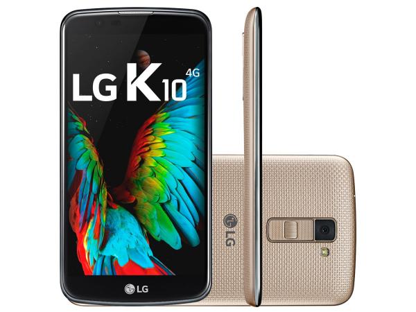 Smartphone LG K10 TV 16GB Dourado Dual Chip 4G - Câm 13MP + Selfie 8MP Flash Tela 5.3” HD Octa Core
