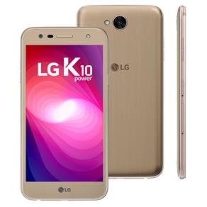 Smartphone LG K10 TV Power Dourado com 32GB, Dual Chip, Tela de 5.5" HD, TV Digital, 4G, Android 7.0, Câmera 13MP e Processador Octa Core de 1.5 GHz