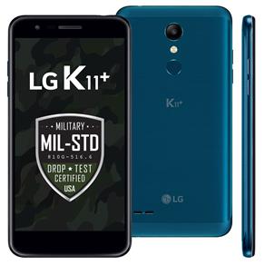 Smartphone LG K11+ Azul 32GB, Resistente à Impactos, Dual Chip, Tela de 5.3" HD, 4G, Android 7.0, Câmera 13MP e DTS: X 3D Som Imersivo
