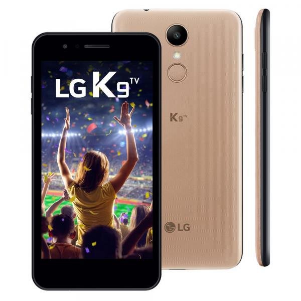 Smartphone LG K9 TV Dual Chip Android 7.0 Tela 5 Quad Core 1.3 Ghz 16GB 4G Câmera 8MP - Dourado