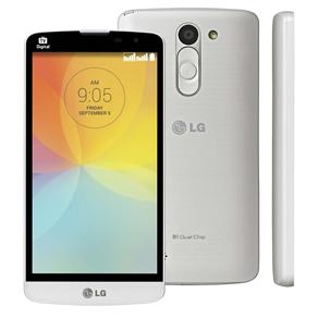 Smartphone LG L Prime Branco com Tela de 5”, Tv Digital, Dual Chip, Android 4.4, Câmera 8MP, Processador Quad Core de 1.3 GHz