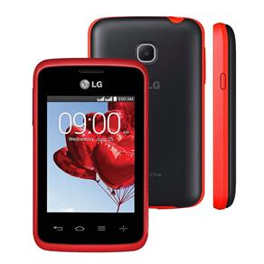 Smartphone LG L30 Sporty D125 Preto/Vermelho com Dual Chip, Tela 3.2”, Android 4.4, Câmera 2MP, 3G, Wi-Fi, Bluetooth e Processador Dual Core 1.0 Ghz