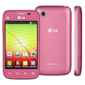 Smartphone LG L40 Dual D175 Rosa com Tela de 3,5”, Dual Chip, Tv Digital, Android 4.4, Câmera 3MP, 3G, Wi-Fi, Rádio FM e Bluetooth