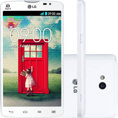Smartphone LG L80 Dual Chip Desbloqueado Android 4.4 Tela 5" 8GB 3G Wi-Fi Câmera 8MP TV Digital - Branco