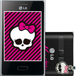 Smartphone LG Monster High E400f Optimus L3 Preto Android 2.3 Wi-Fi Câmera 3.2MP Memória Interna de 2GB