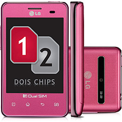 Smartphone LG Optimus L3 Dual E405 Desbloqueado Oi Rosa GSM Dual Chip Android 2.3 Processador 600 Mhz 3G Wi-Fi Câmera 3.2MP Filmadora Bluetooth 2.1 MP3 Player e Rádio FM
