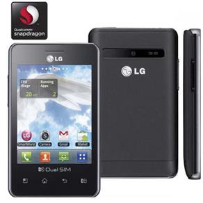 Smartphone LG Optimus L3 Dual E405 Preto, Dual Chip, Tela 3.2 Polegadas, Android 2.3, Câmera 3.2MP, 3G, Wi-Fi, GPS, FM, MP3 e Bluetooth