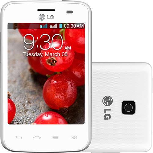 Smartphone LG OpTimus L3 II Dual Chip Android 4.1 Tela 3.2" 4GB 3G Wi-Fi Câmera 3MP - Branco