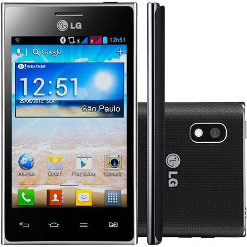 Smartphone LG Optimus L5 Dual Desbloqueado Preto - Dual Chip. Android 4.0. Tela 4". Câmera 5.0MP. 3G. Wi Fi