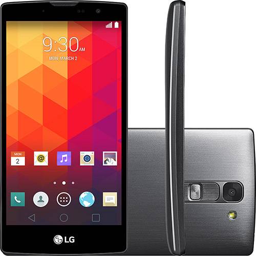 Smartphone LG Prime Plus 4G Titânio Quick Selfie Dual Chip Desbloqueado Android 5.0 Lollipop Tela 5" 8GB 4G Wi-Fi Câmera 8MP - Titânio