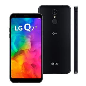 Smartphone LG Q7+ LMQ61BA Preto 64GB, Android 8.1, Dual Chip, Tela 5.5" Full Vision, Câmera Grande Angular 16MP, Processador Octa Core 1.5 Ghz
