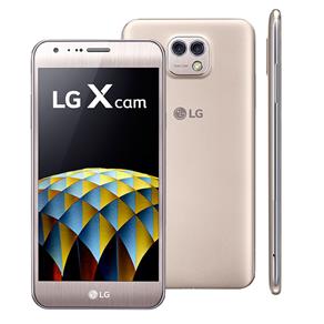 Smartphone LG X Cam Dourado com Duas Câmeras Traseira, 16GB, Tela de 5.2", Android 6.0, 4G, Processador Octa Core de 1.1 GHz e 2GB de RAM