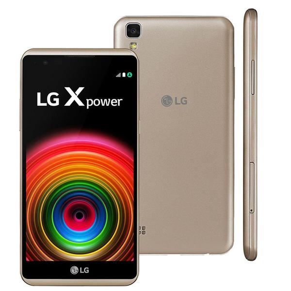 Smartphone LG X Power Dourado com 16GB, Tela de 5.3", Câmera 13MP, Android 6.0, 4G, Processador Quad Core de 1.3 GHz e 2GB de RAM