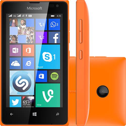 Tudo sobre 'Smartphone Microsoft Lumia 435 DTV Dual Chip Desbloqueado Windows Phone 8.1 Tela 4" 8GB 3G Wi-Fi Câmera 2MP - Laranja'