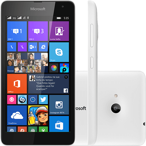 Smartphone Microsoft Lumia 535 Dual Chip Desbloqueado Windows Phone 8.1 Tela 5" 8GB 3G Wi-Fi Câmera 5MP - Branco