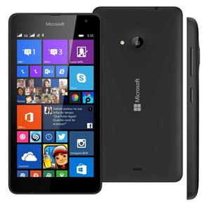 Smartphone Microsoft Lumia 535 Dual Chip Preto com Windows Phone 8.1, Tela de 5”, Câm. 5MP, 3G, Bluetooth e Processador Quad Core de 1.2GHz