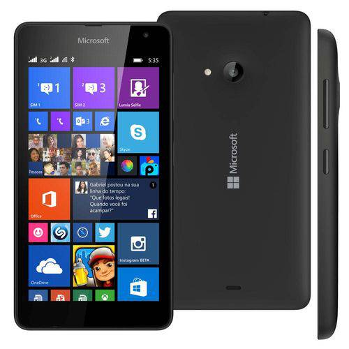 Smartphone Microsoft Lumia 535 Single Chip Desbloqueado Windows Preto