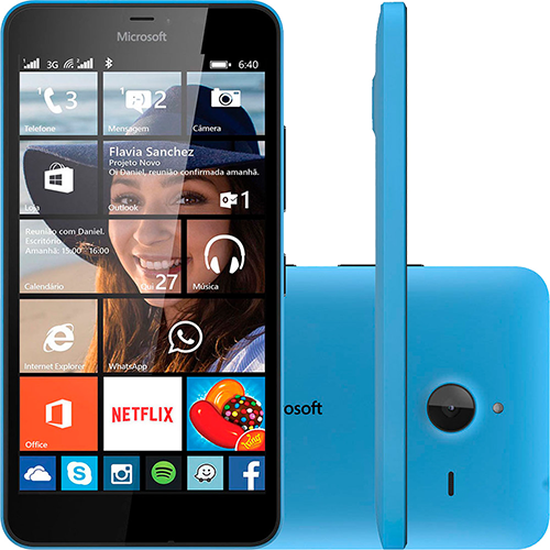 Smartphone Microsoft Lumia 640 XL Dual Chip Desbloqueado Windows Phone 8.1 Tela 5.7" 8GB 3G Câmera 13MP - Azul