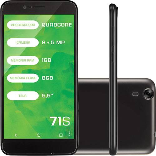 Tudo sobre 'Smartphone Mirage 71s Dual Chip Android 5.1 Tela 5.5" Quad Core 8GB 3G Wi-Fi Câmera 8MP - Preto'