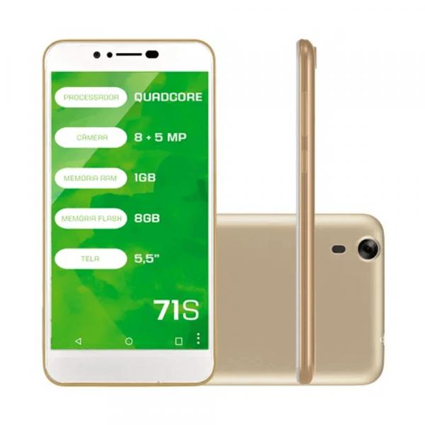 Tudo sobre 'Smartphone Mirage 71S Dual Chip 3G Ram 1Gb Quad Core Tela 5.5 Pol. Dual Câmera 8Mp+5Mp Android 5.1 Dourado - 1002'