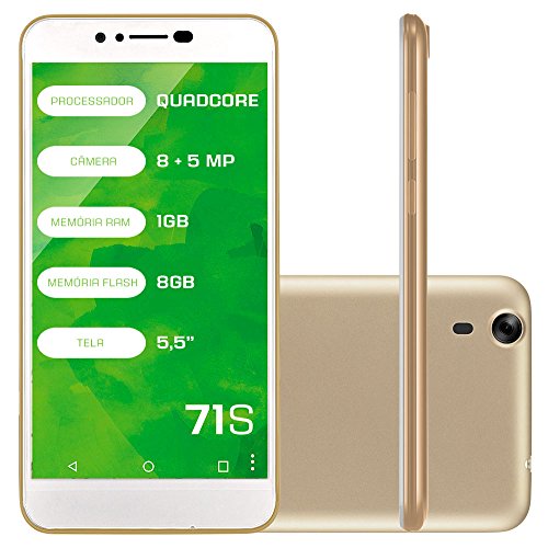 Smartphone Mirage 71S Dual Chip 3G Ram 1Gb Quad Core Tela 5.5 Pol. Dual Câmera 8Mp+5Mp Android 5.1 Dourado - 1002
